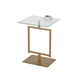 Doolins Modern Accent Side End Table, Gold Metal Frame & Tempered Glass Top