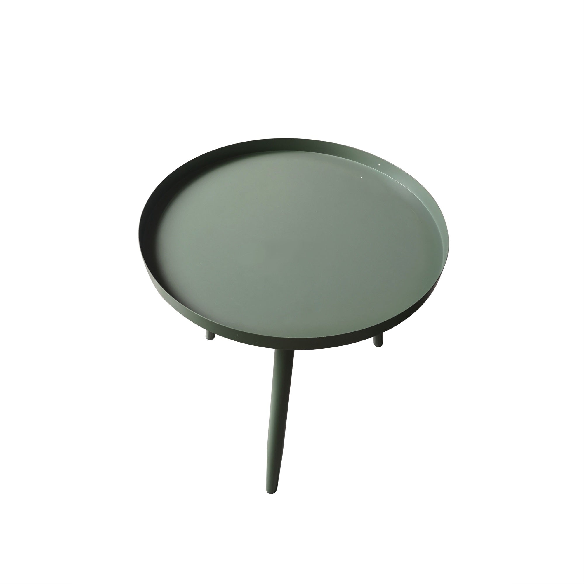 Scranton 3 Legged Side End Accent Table, 16 Round, Green Metal, Modern
