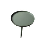 Scranton 3 Legged Side End Accent Table, 16 Round, Green Metal, Modern