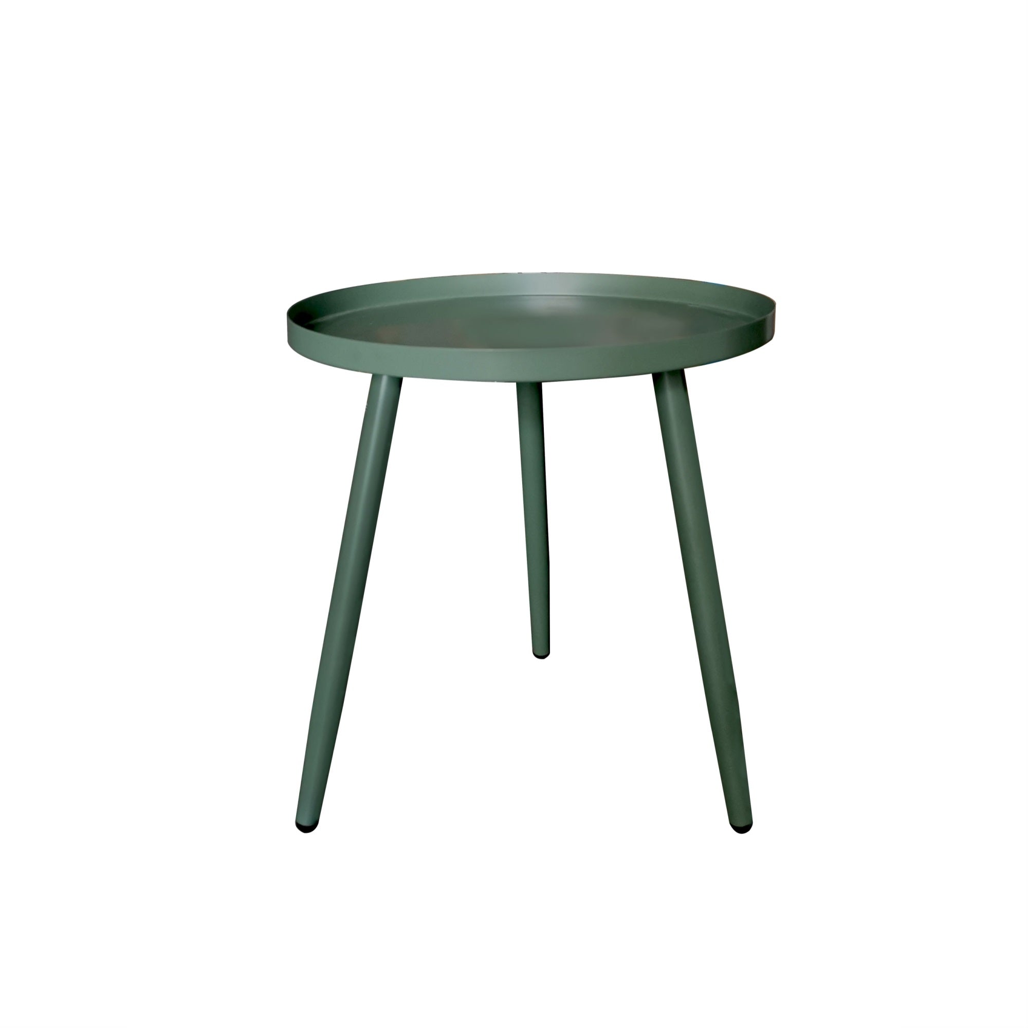 Scranton 3 Legged Side End Accent Table, 16 Round, Green Metal, Modern