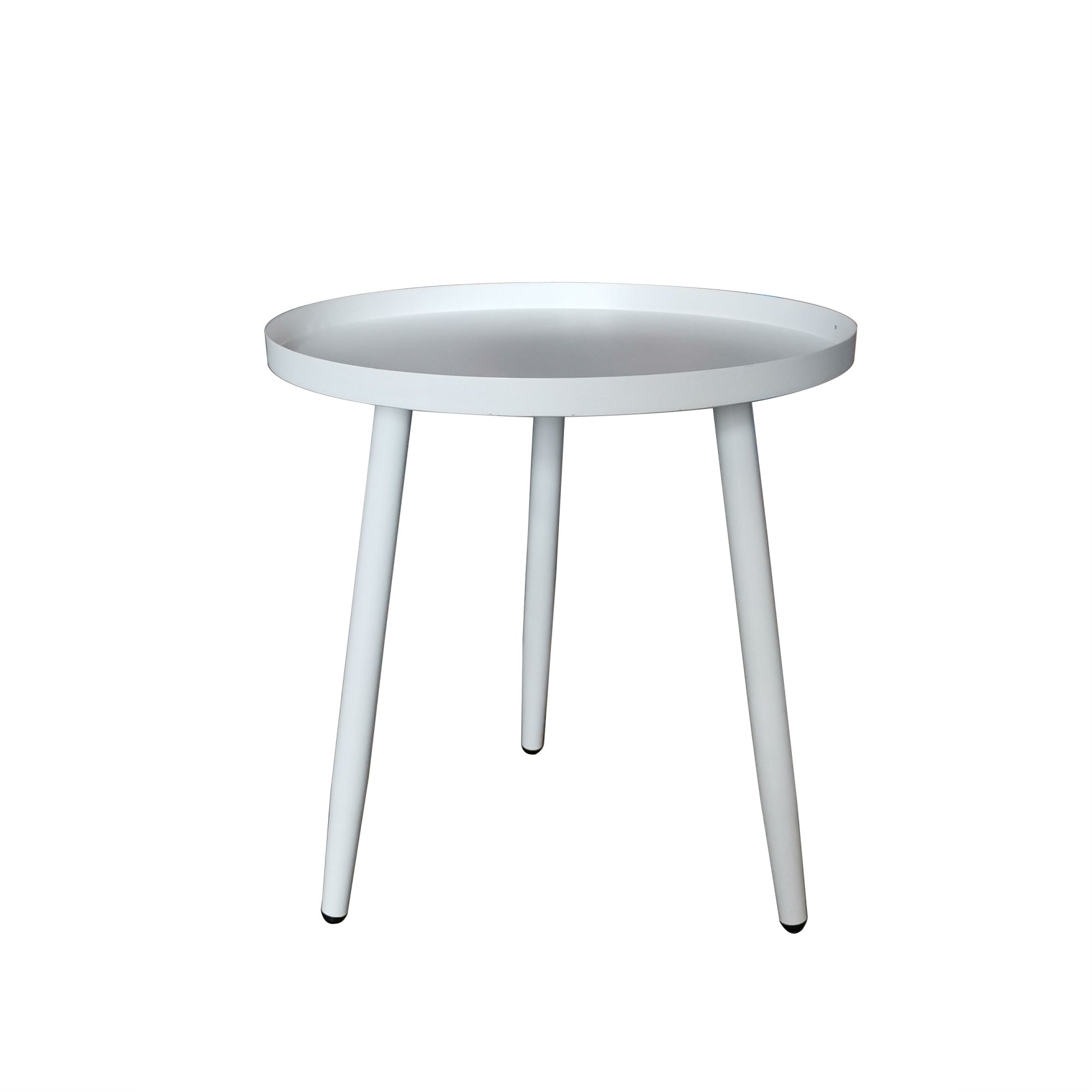 Scranton 3 Legged Side End Accent Table, 16 Round, White Metal, Modern