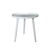 Scranton 3 Legged Side End Accent Table, 16 Round, White Metal, Modern