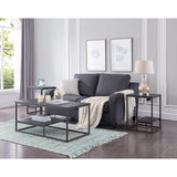 Nibley 3 Piece Occasional Table Set With Storage, Pewter Wood Top & Black Metal Frame (Cocktail Coffee Table & 2 End Tables)