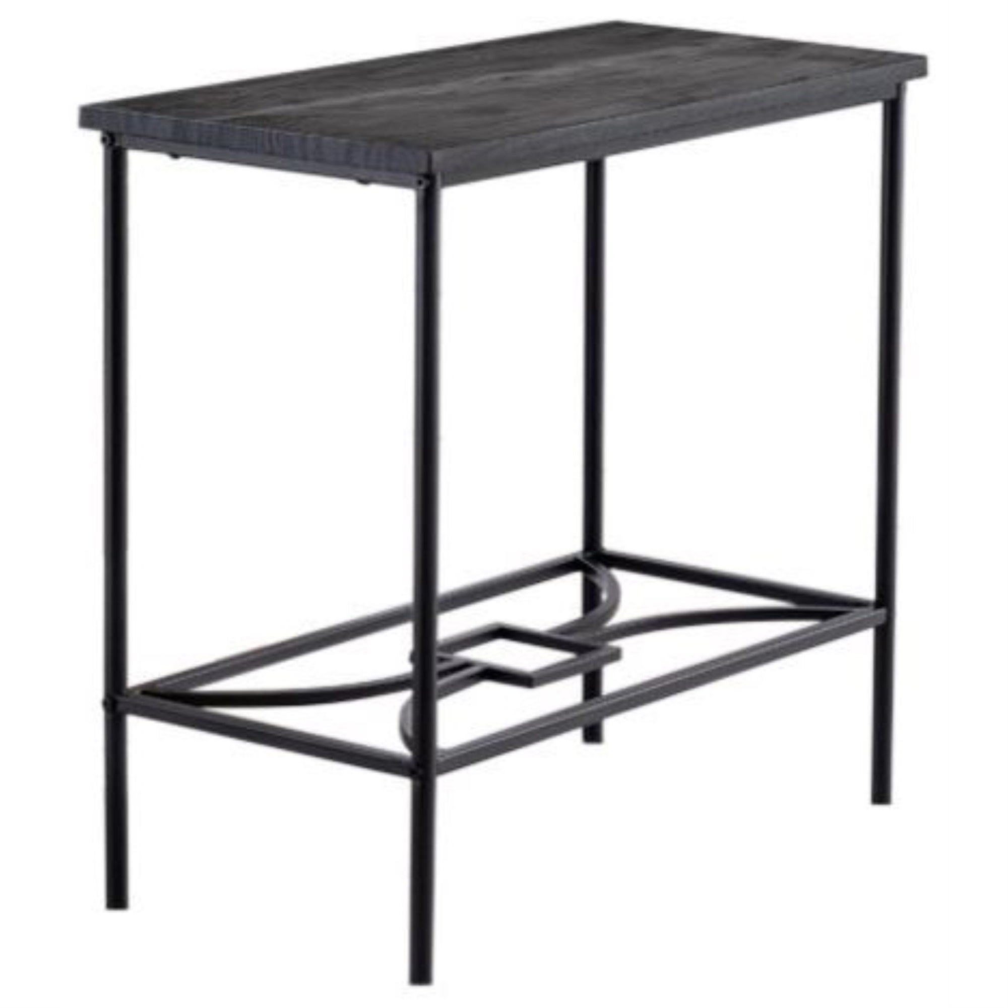 Murten Accent Side Table, Black Metal Frame & Wood Top, Transitional