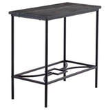 Murten Accent Side Table, Black Metal Frame & Wood Top, Transitional
