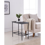 Murten Accent Side Table, Black Metal Frame & Wood Top, Transitional