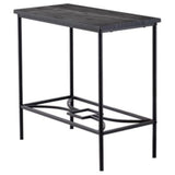 Murten Accent Side Table, Black Metal Frame & Wood Top, Transitional