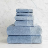 Bamboo Cotton Spa Towel Set - Viscose from Bamboo + Cotton - 6pc Set - Ocean