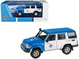 2014 Toyota Land Cruiser 76 RHD (Right Hand Drive) Blue and White Japan Automobile Federation 1/64 Diecast Model Car by Parago
