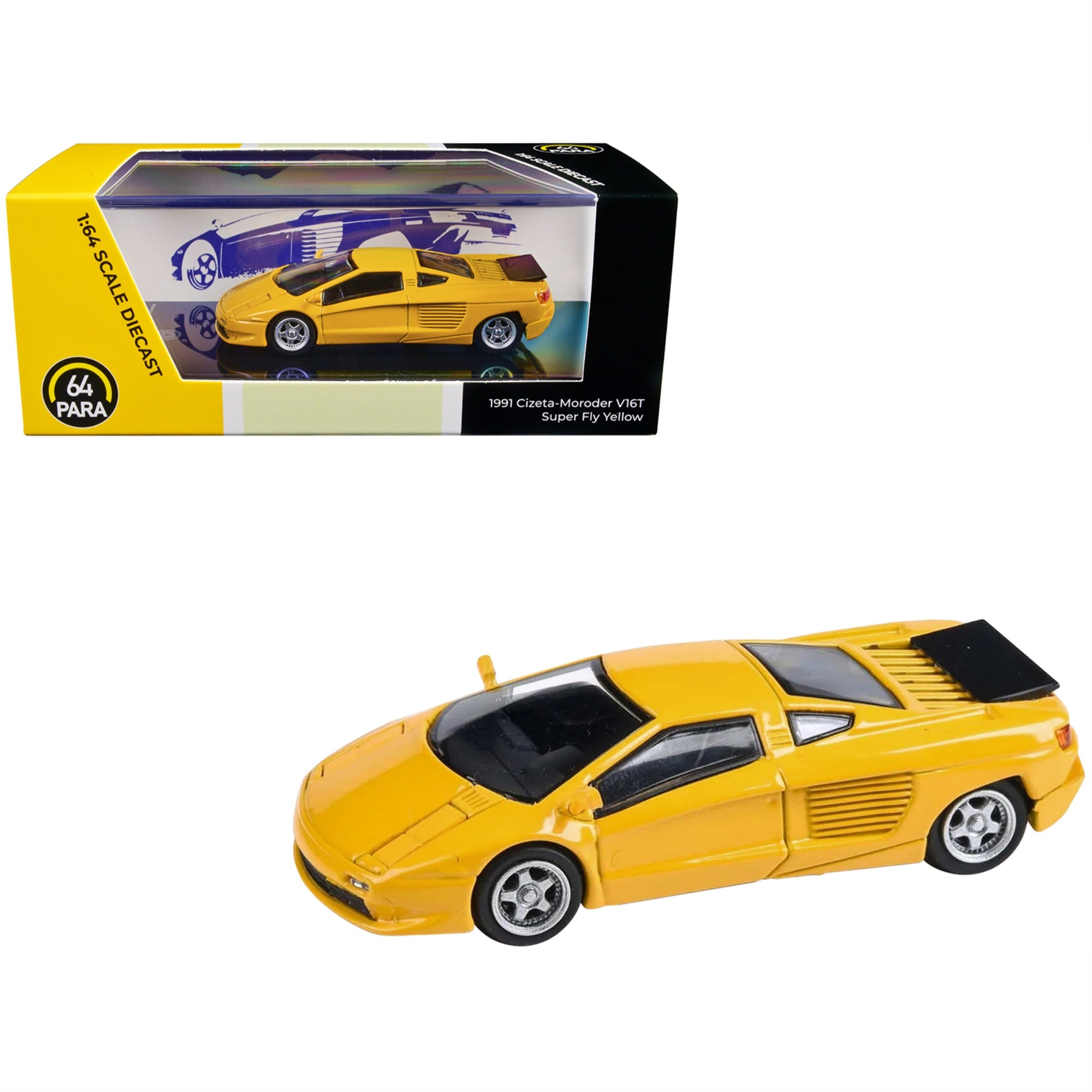 1991 Cizeta V16T Super Fly Yellow 1/64 Diecast Model Car By Paragon Models