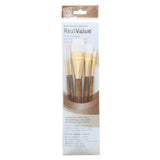 Princeton Brush Real Value 5Brush White Taklon Brush Set, Round 1, 4, Shader 6, Wash 5/8, 1