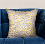 Plutus Lemon Reef Yellow, Cream Floral Luxury Throw Pillow Double Sided 24 X 24