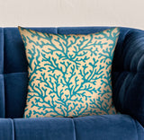 Plutus Marlin Vines Blue, Cream Floral Luxury Throw Pillow Double Sided 20 X 20