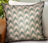 Plutus Forest Jade Sea Green Chevron Luxury Outdoor/Indoor Throw Pillow Double Sided 16 X 16