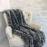 Plutus Wolf Faux Fur Grey Luxury Throw Throw 36W X 60L