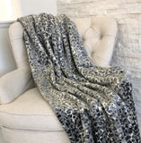 Plutus Snow Leopard Faux Fur Gray Luxury Throw Throw 36W X 60L