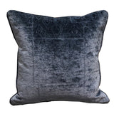 Plutus Bleu Velour Blue Luxury Throw Pillow Double Sided 22 X 22
