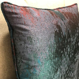 Plutus Bleu Velour Blue, Green, Red Luxury Throw Pillow Double Sided 20 X 26 Standard