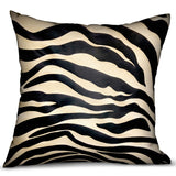 Plutus Black Zebra Black Animal Motif Luxury Throw Pillow Double Sided 18 X 18