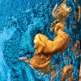 Plutus Bronze Blossom Blue Floral Luxury Throw Pillow Double Sided 16 X 16