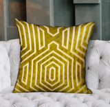 Plutus Goldenrod Velvet Gold Geometric Luxury Throw Pillow Double Sided 24 X 24