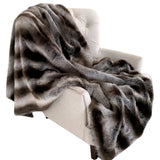 Plutus Fancy Gray Silver Chinchilla Faux Fur Handmade Luxury Throw 60W X 72L