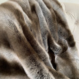 Plutus Fancy Gray Silver Chinchilla Faux Fur Handmade Luxury Throw 48W X 60L