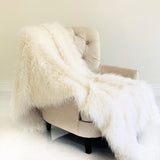 Plutus Off-White Mongolian Faux Fur Luxury Throw 60W X 90L