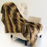 Plutus Beige And Brown Chinchilla Faux Fur Luxury Throw Blanket 96L X 110W Queen