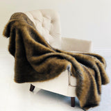 Plutus Brown And Grey Wild Grizzly Bear Faux Fur Luxury Throw Blanket 80L X 90W Twin Xl