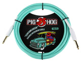 Pig Hog Seafoam Green Woven Jacket Tour Grade Instrument Cable, 10-Foot