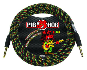Pig Hog ''Rasta Stripes'' Woven Jacket Tour Grade Instrument Cable, 20-Foot