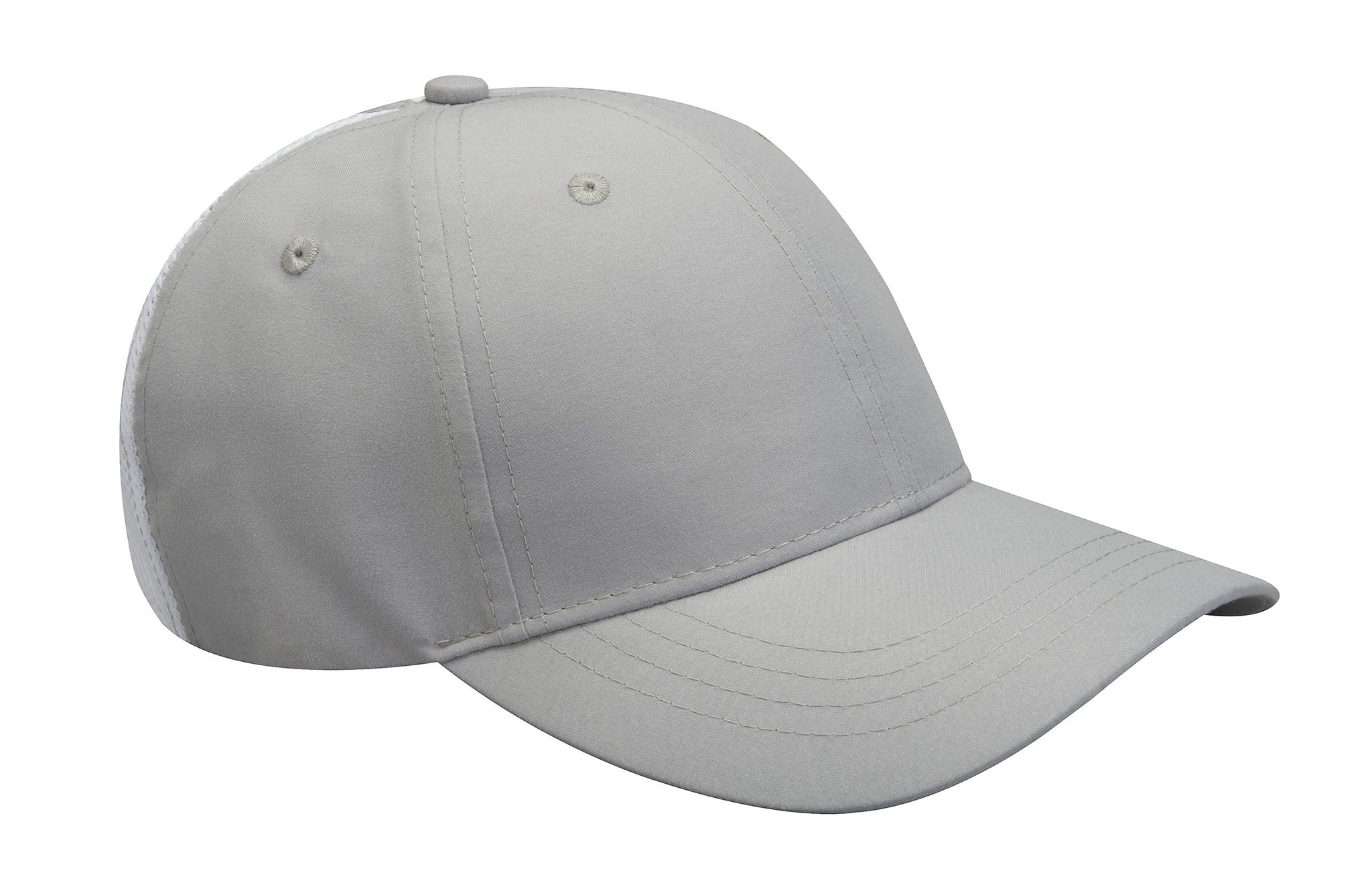 Adams Club House- Moisture Wicking Microfiber Ball Cap With Mesh Back Panels - Pe105 Grey Osfm