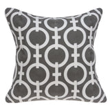 Parkland Collection Rounder Transitional Grey And White Pillow Cover With Poly Insert