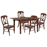 Sunset Trading Andrews 5 Piece 60 Rectangular Extendable Dining Set | Butterfly Leaf Table | Napoleon Chairs | Chestnut Brown