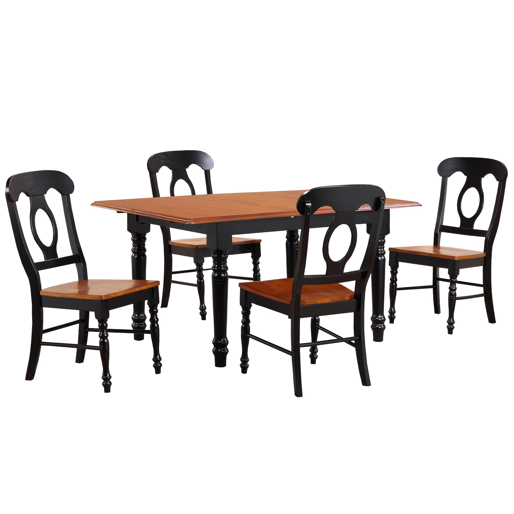 Sunset Trading Selections 5 Piece 60 Rectangular Extendable Dining Set | Napoleon Chairs | Butterfly Leaf Table | Cherry/Antiq