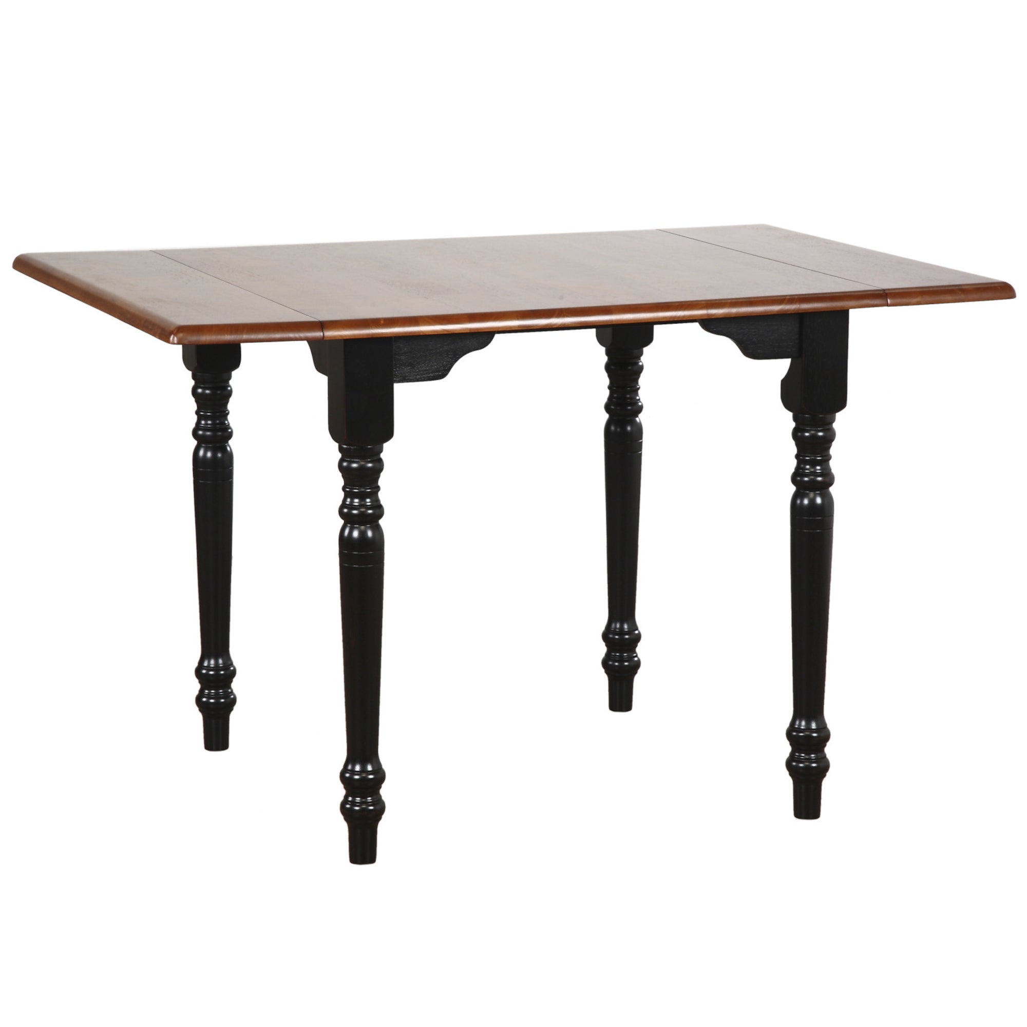 Sunset Trading Selections 48 Rectangular Extendable Drop Leaf Dining Table - Antique Black With Cherry - Seats 6