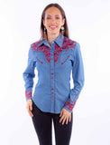 FLORAL TOOLED EMB. BLOUSE