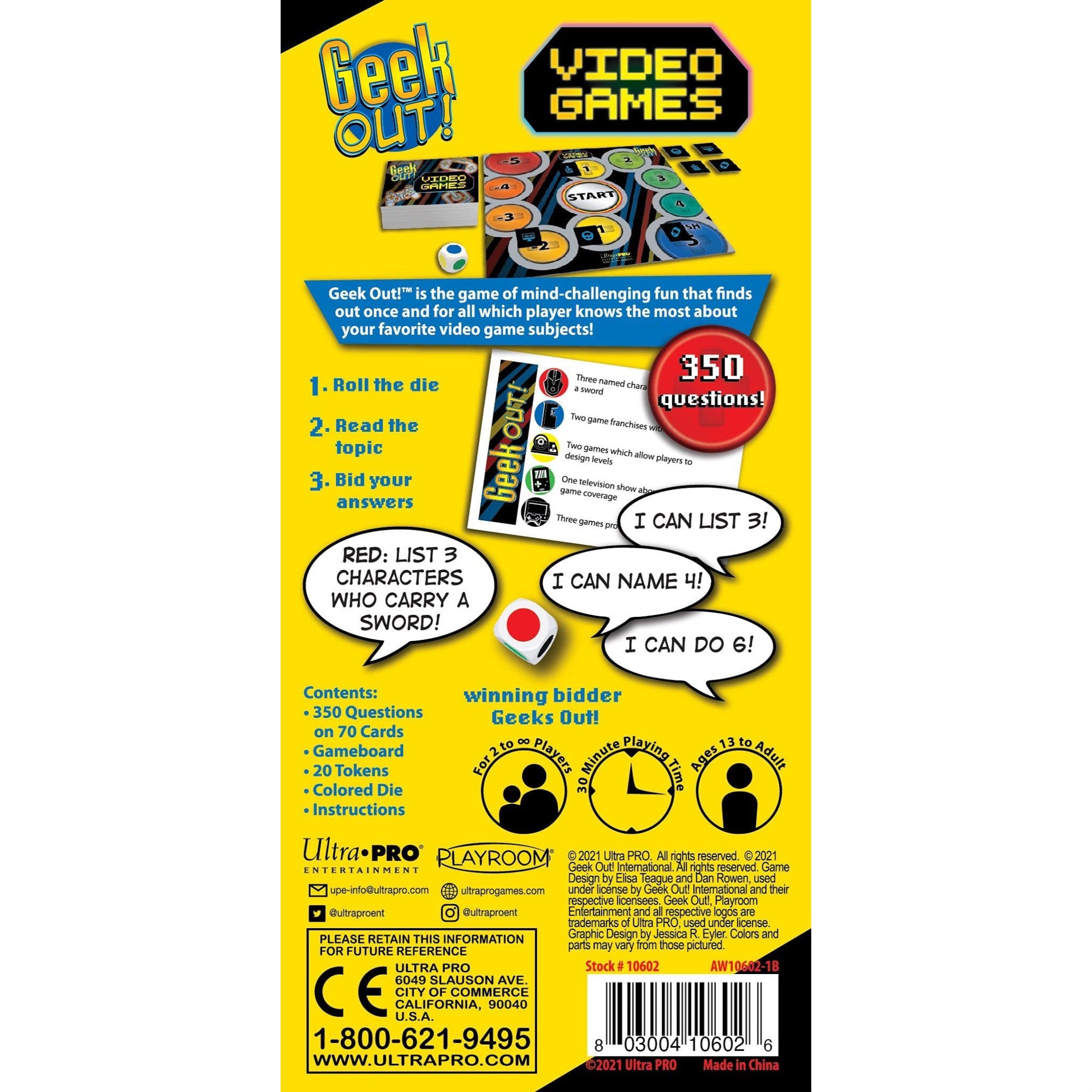 Playroom Entertainment - Geek Out! Video Game - Trivia Game For Friends And Family, The Game For Gamers! Fast Paced Card Game, G