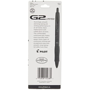 Pilot G2 Limited Premium Gel Ink Pen, Fine Point, Matte Black Barrel, Black Ink, 1 Count (15238)