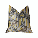 Plutus Song Bird Gardens Yellow, Beige And Gray Luxury Throw Pillow - Double Sided 16,, X 16,,