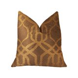 Plutus Portia Gold And Brown Luxury Throw Pillow - Double Sided 22,, X 22,,