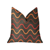 Plutus Serenity Flow Gray And Orange Luxury Throw Pillow - Double Sided 22,, X 22,,