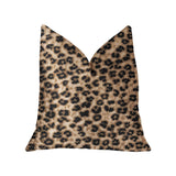 Plutus Crimson Cheetah Black And Brown Luxury Throw Pillow - Double Sided 20,, X 20,,