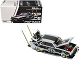 Skyline C210 Bosozoku Style RHD (Right Hand Drive) #210 Matt Black and Silver 1/64 Diecast Model Car by Pop Race