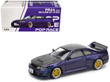 Skyline GTR (R33) RHD (Right Hand Drive) Midnight Purple Metallic with Carbon Hood 1/64 Diecast Model Car by Pop Race