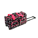 22 Inch ROLLING DUFFLE BAG PINK GIRAFFE