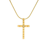 PT209G B.Tiff Gold Box Cut Cross Pendant Necklace