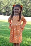 Thanksgiving Day Fall Girls Set Of 2 Pcs In One Package Pumpkin Print Dress