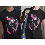 Pink Panther Wears Glasses Funny T-Shirt - Cool Sophisticated Feline Graphic Tee, Premium 100% Cotton Retro Cartoon Shirt, Geek Chic Pink Panther Fan Apparel, Modern Minimalist Character Top, Soft Lived-In Unisex Streetwear